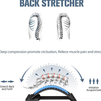 Back Stretcher Magnetotherapy Multi-Level Adjustable Massager Waist Neck Fitness Lumbar Cervical Spine Support Pain Relief